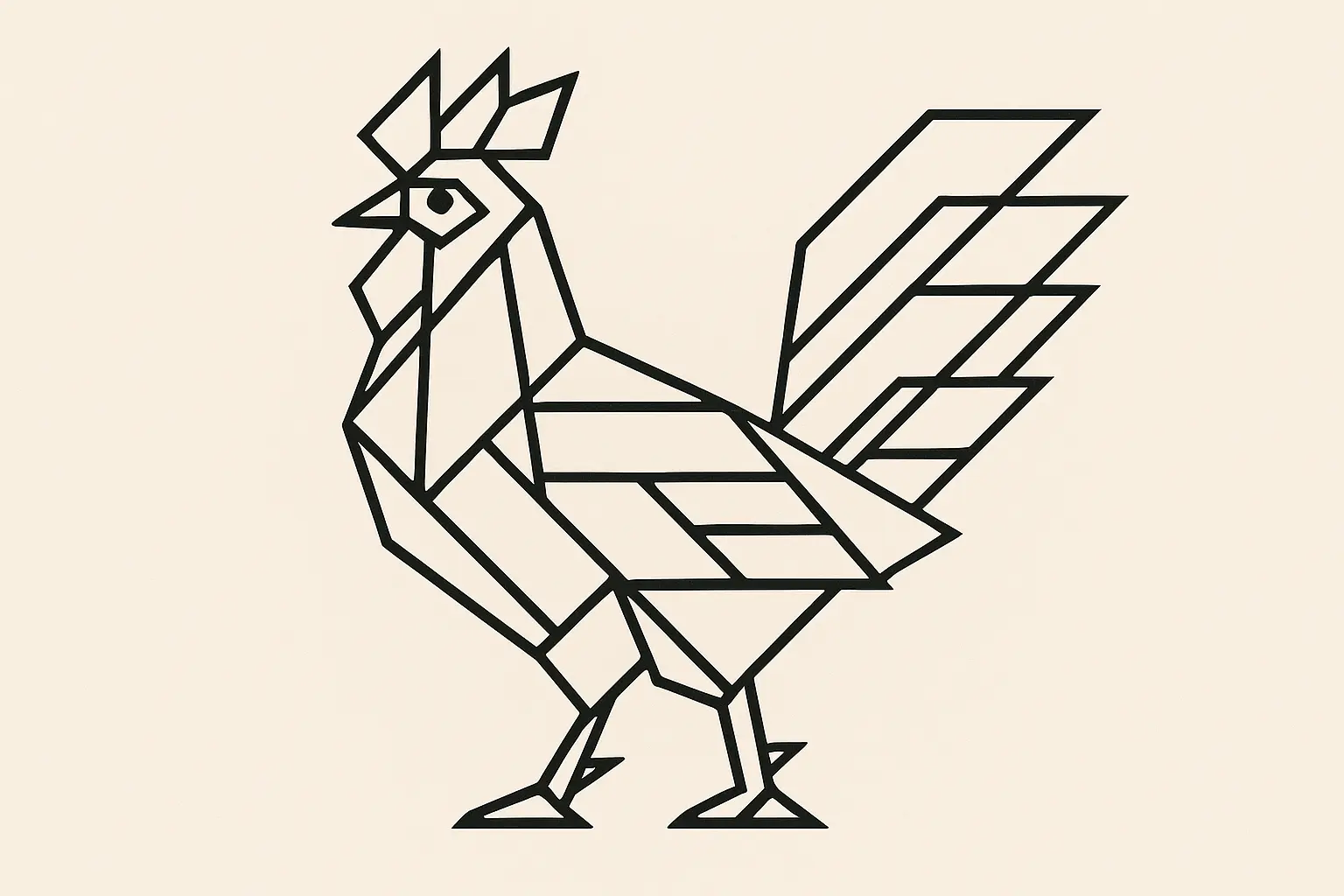 Geometric line art rooster with clean modern design