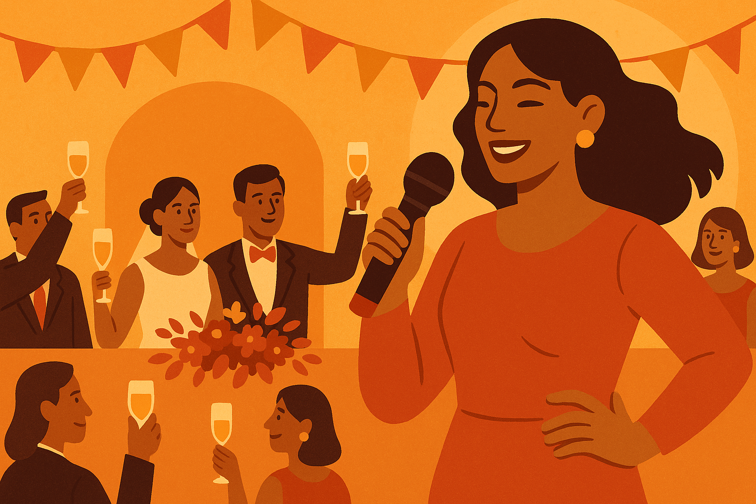 Maid of honor giving emotional wedding speech