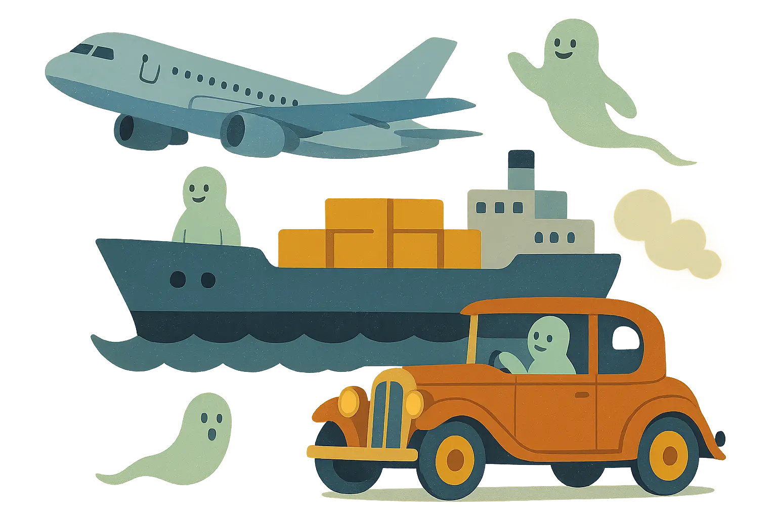 Transportation phantom encounters on planes, ships and roads