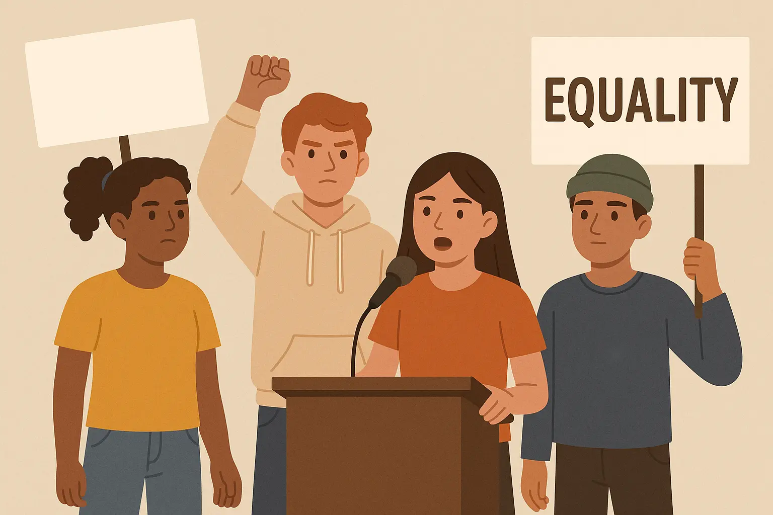 Teenagers participating in peaceful protest for social justice