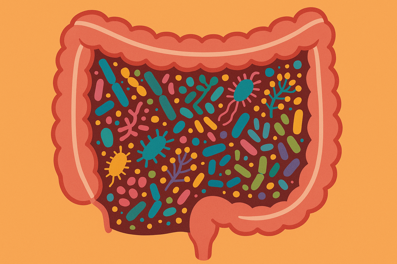Diverse colorful foods supporting gut health in babies