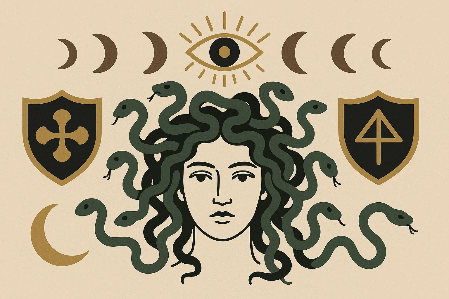 Symbolic and abstract Medusa tattoo designs