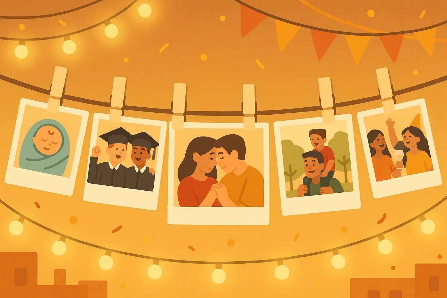 Custom photo banner displaying groom's memories