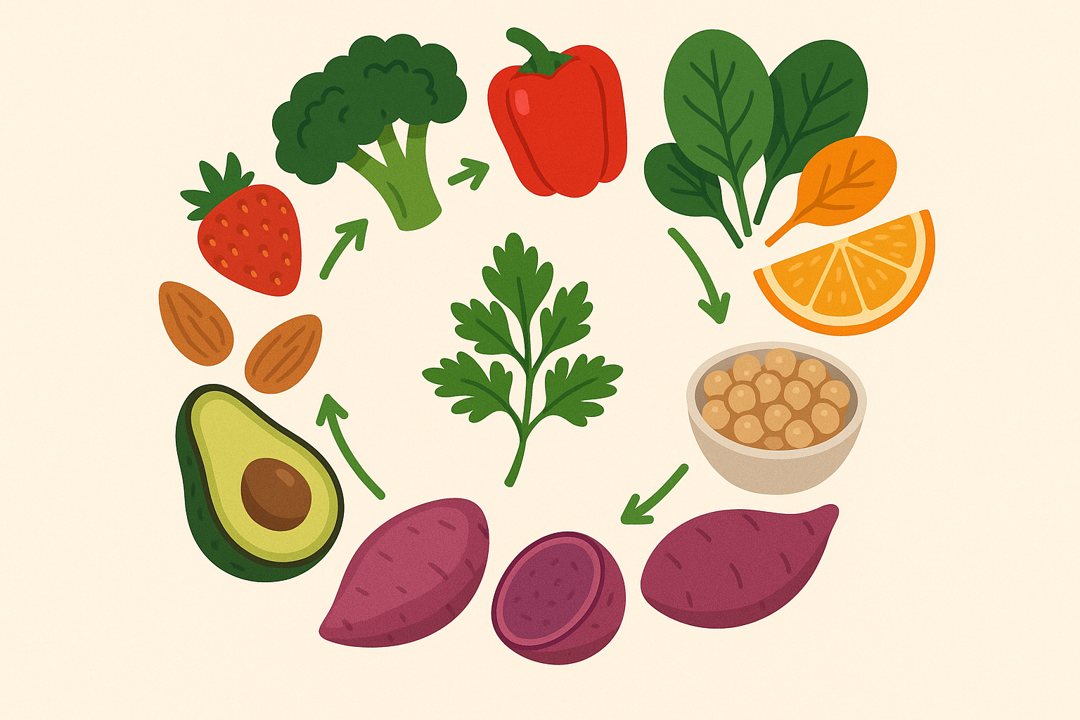 Plant-based collagen support foods and nutrients