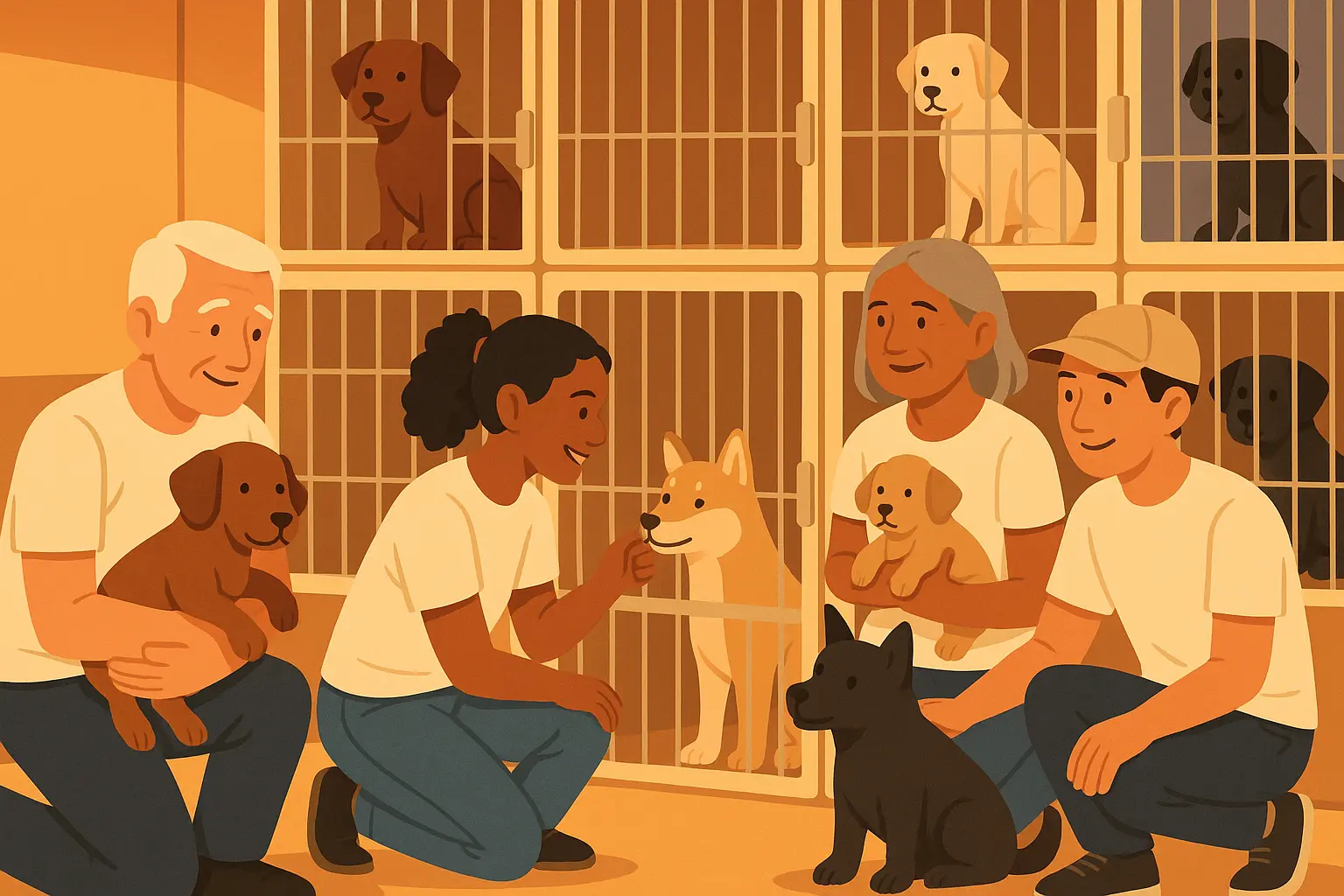 Dog rescue volunteers working together during an emergency rescue operation