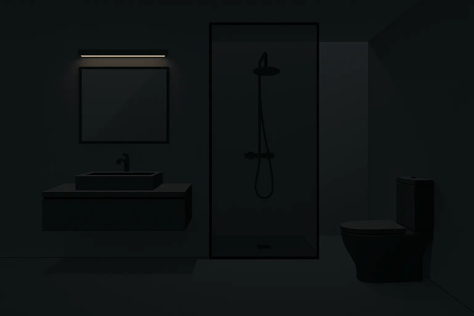 Matte black minimalist bathroom sanctuary