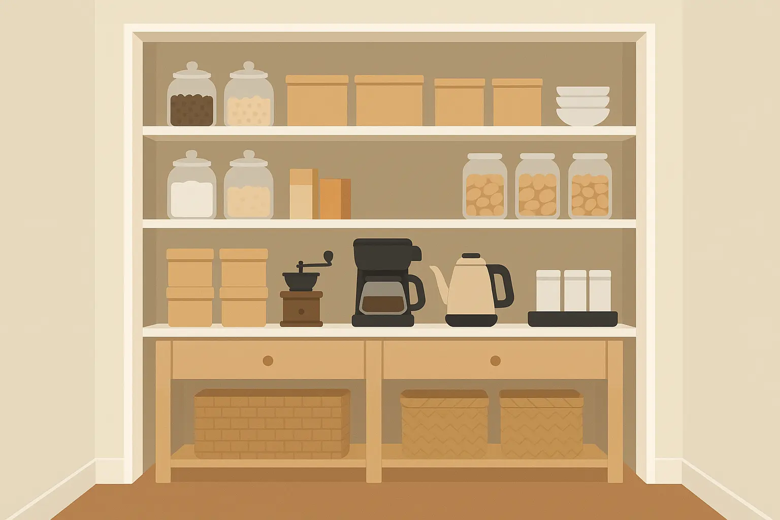 Pantry coffee station with extensive storage