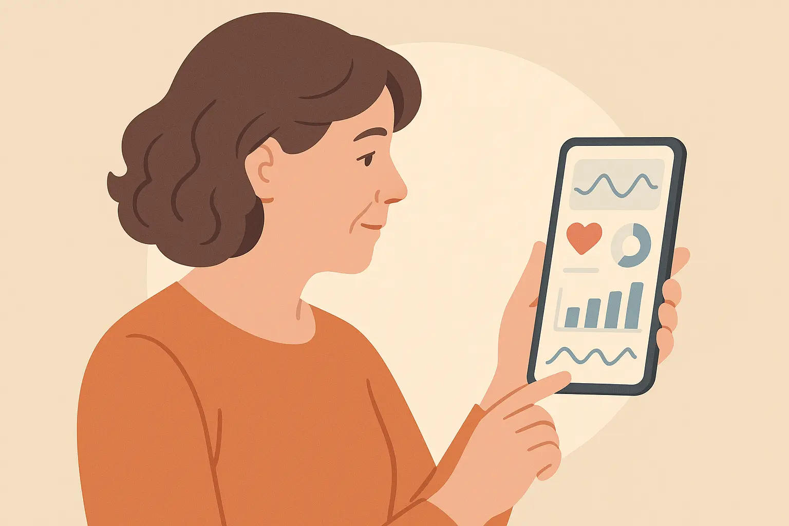 Woman using menopause age calculator on laptop