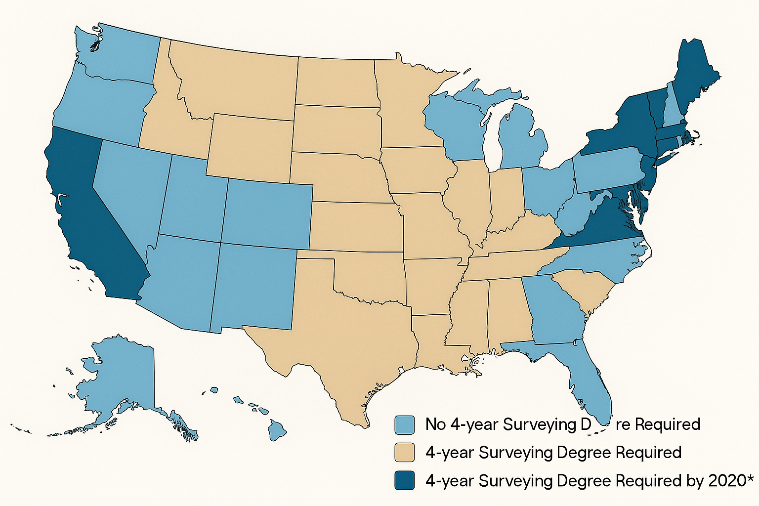 State licensing requirements map