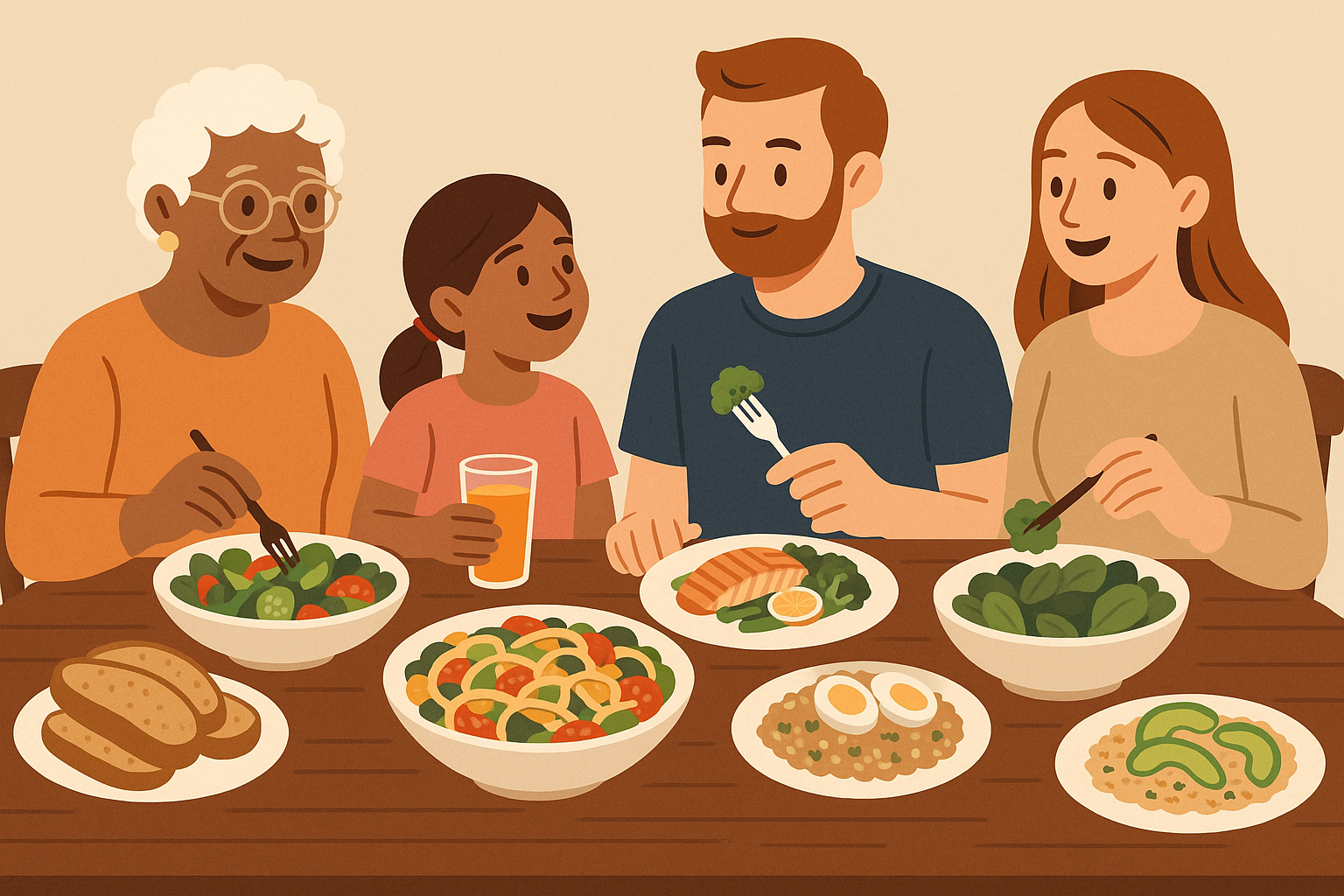 Family meal planning session with multiple preferences
