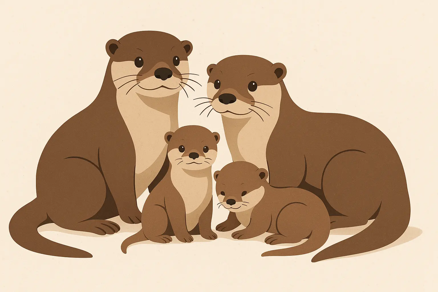 Kawaii-style cute otter tattoo design