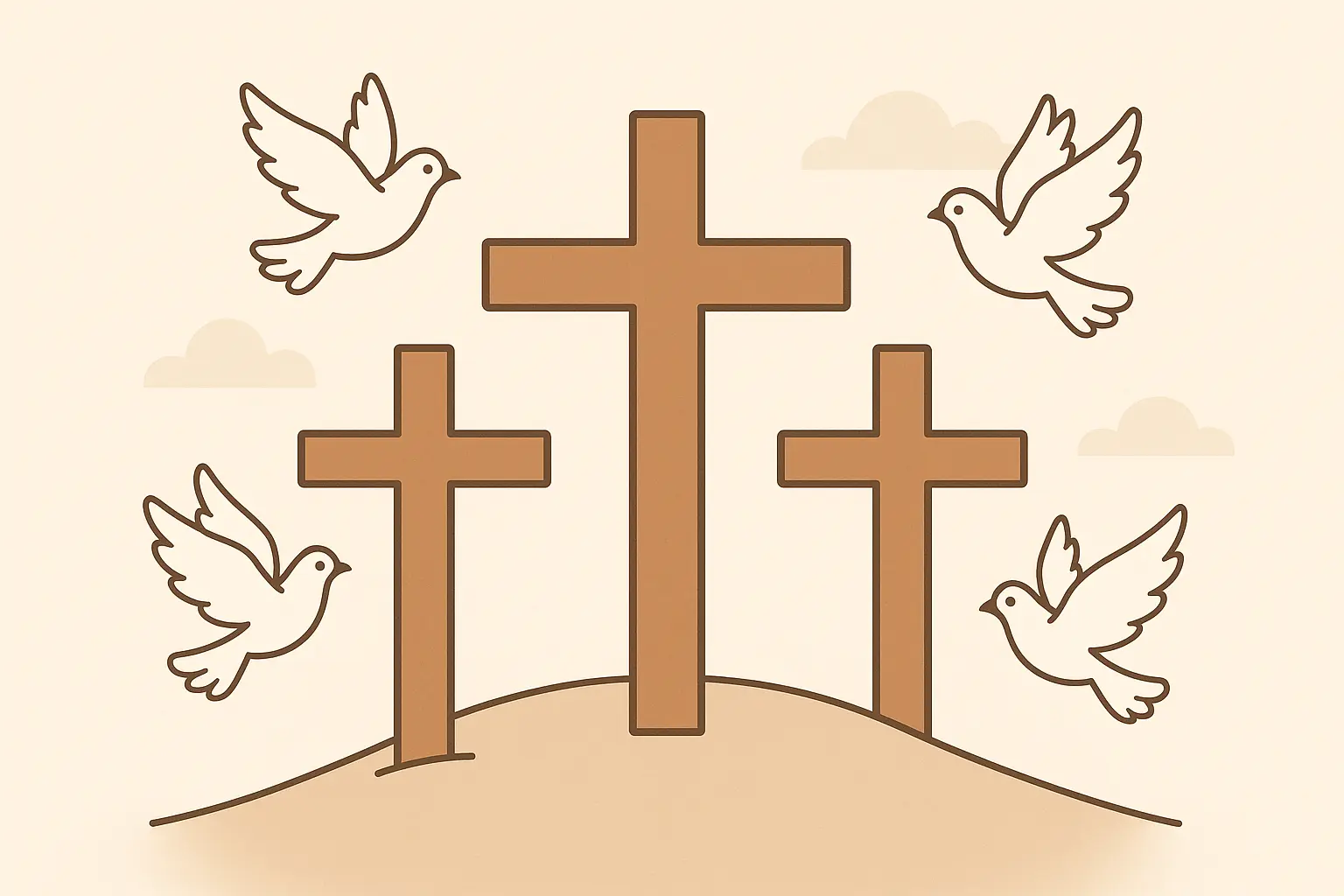 Dove and three crosses tattoo design