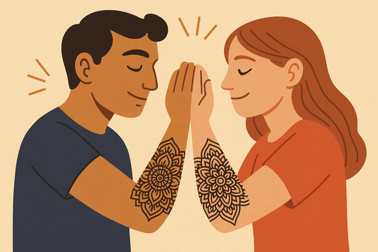 Community of people with mandala tattoos connecting