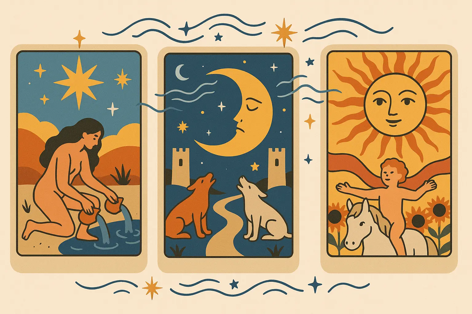 Multiple tarot card tattoo combinations