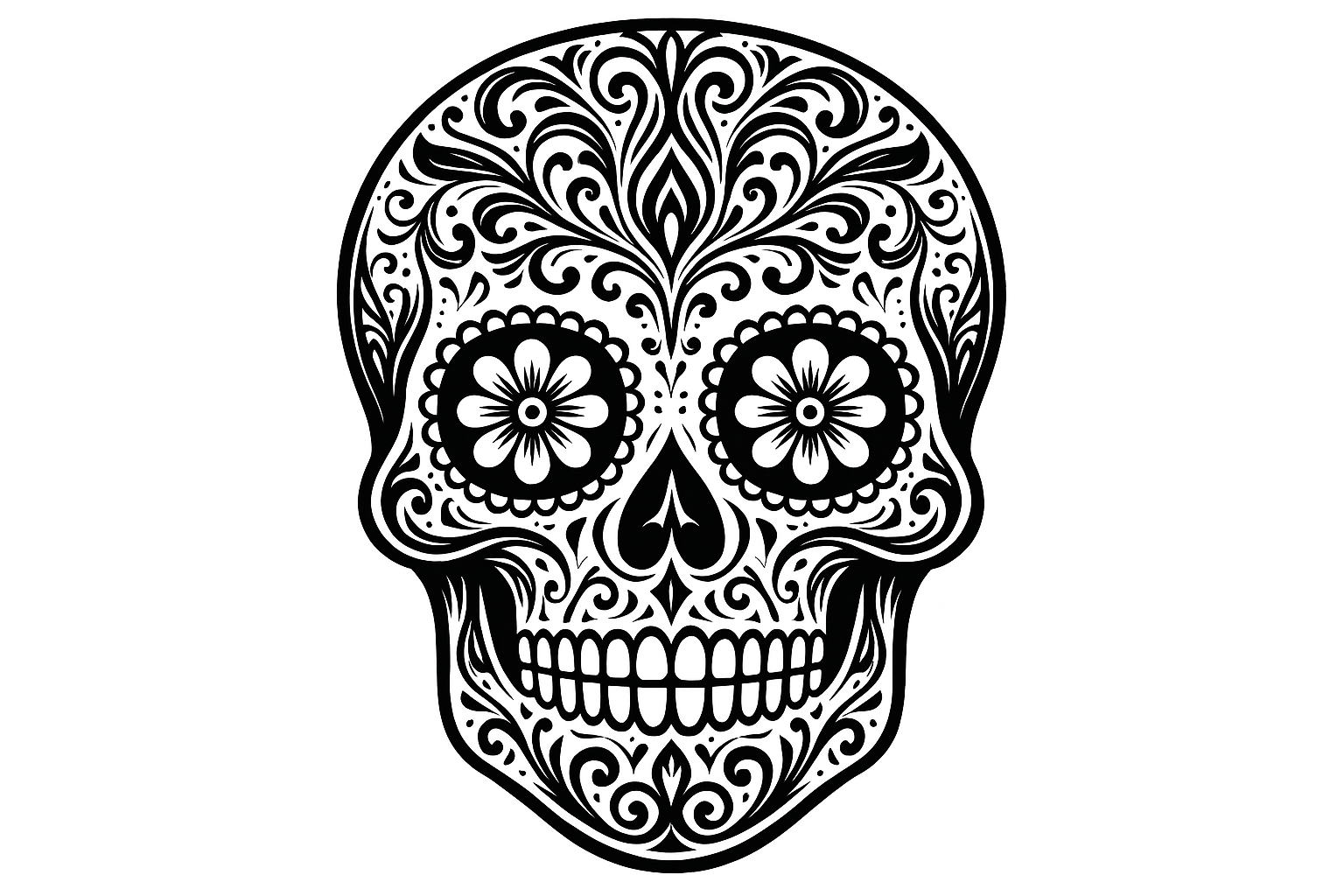 Black and white sugar skull tattoo masterpieces