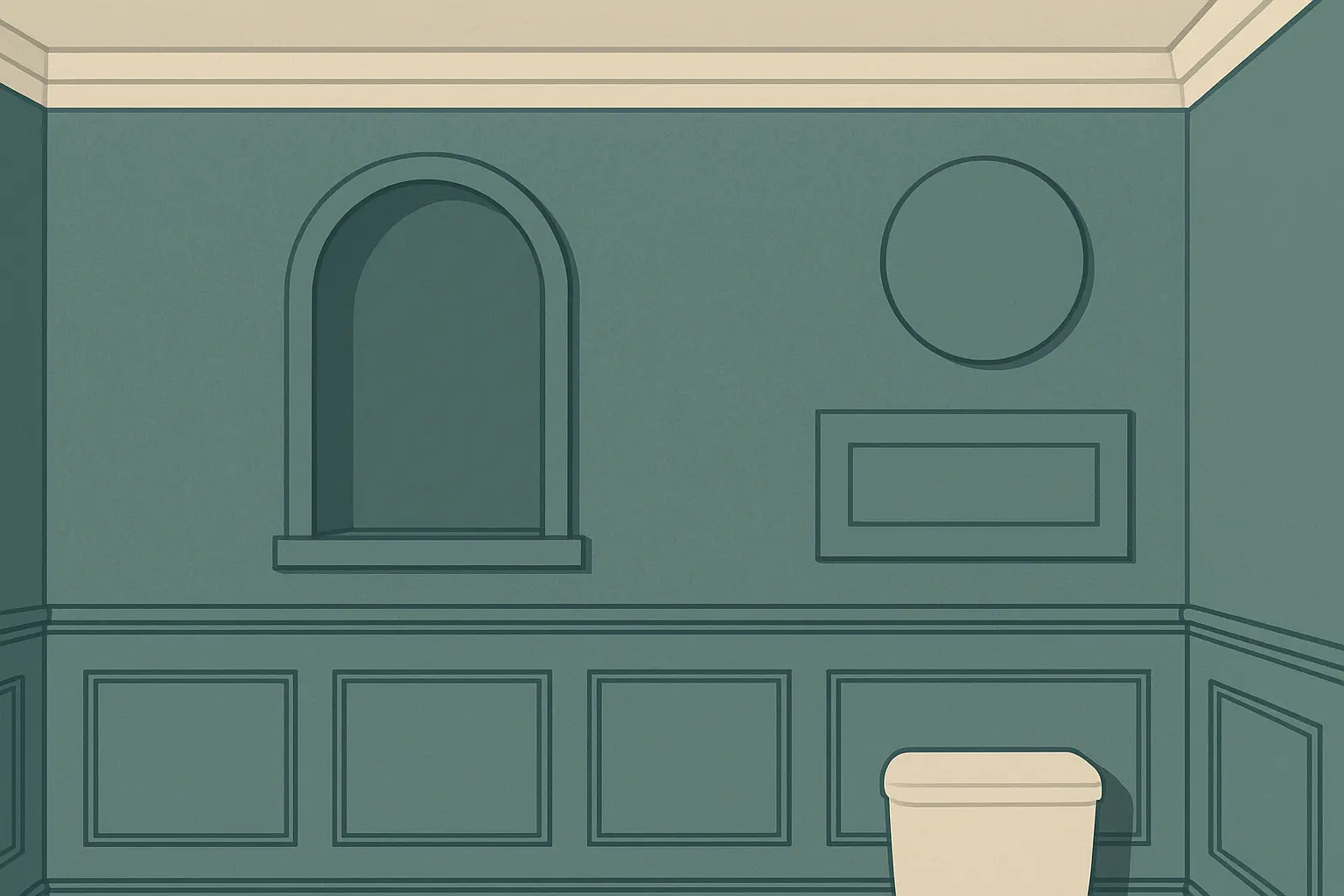 Textured wall panels adding architectural interest and depth to powder room