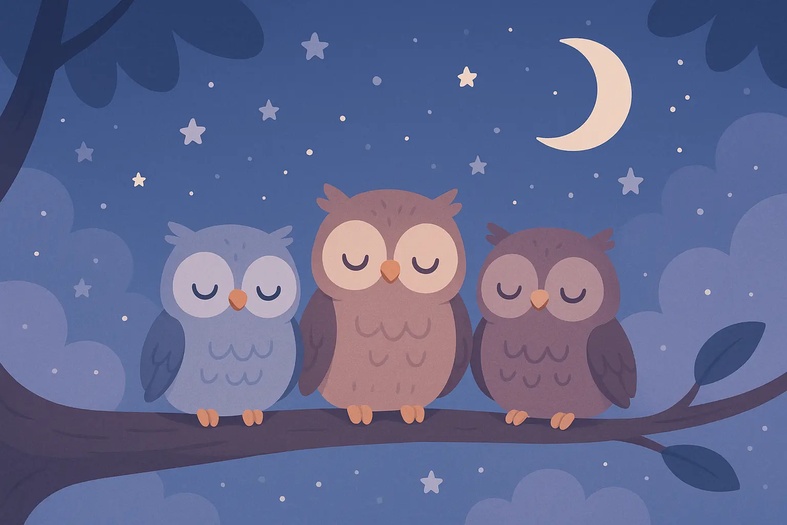 Owl babies story illustration