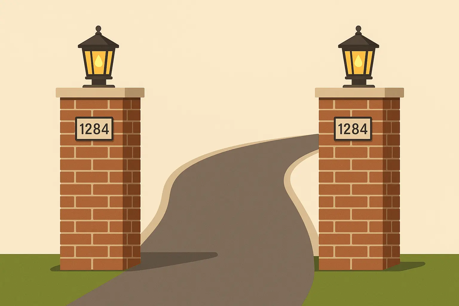 Brick entrance pillars
