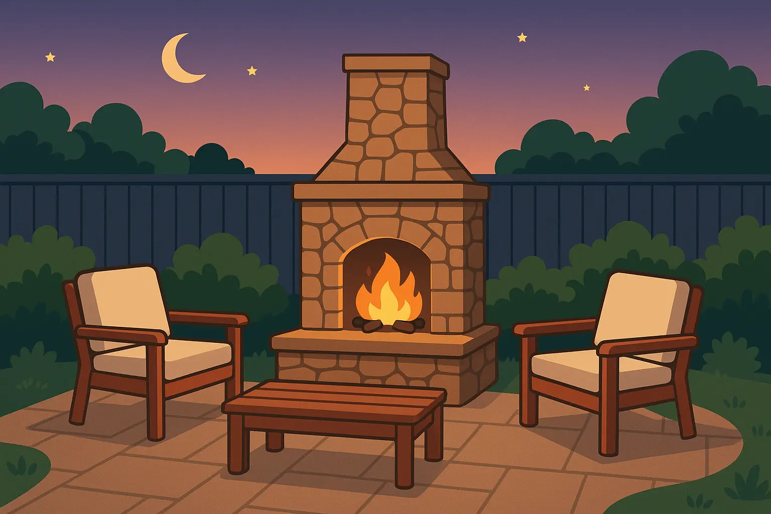 Outdoor Stone Fire Pit with Chimney