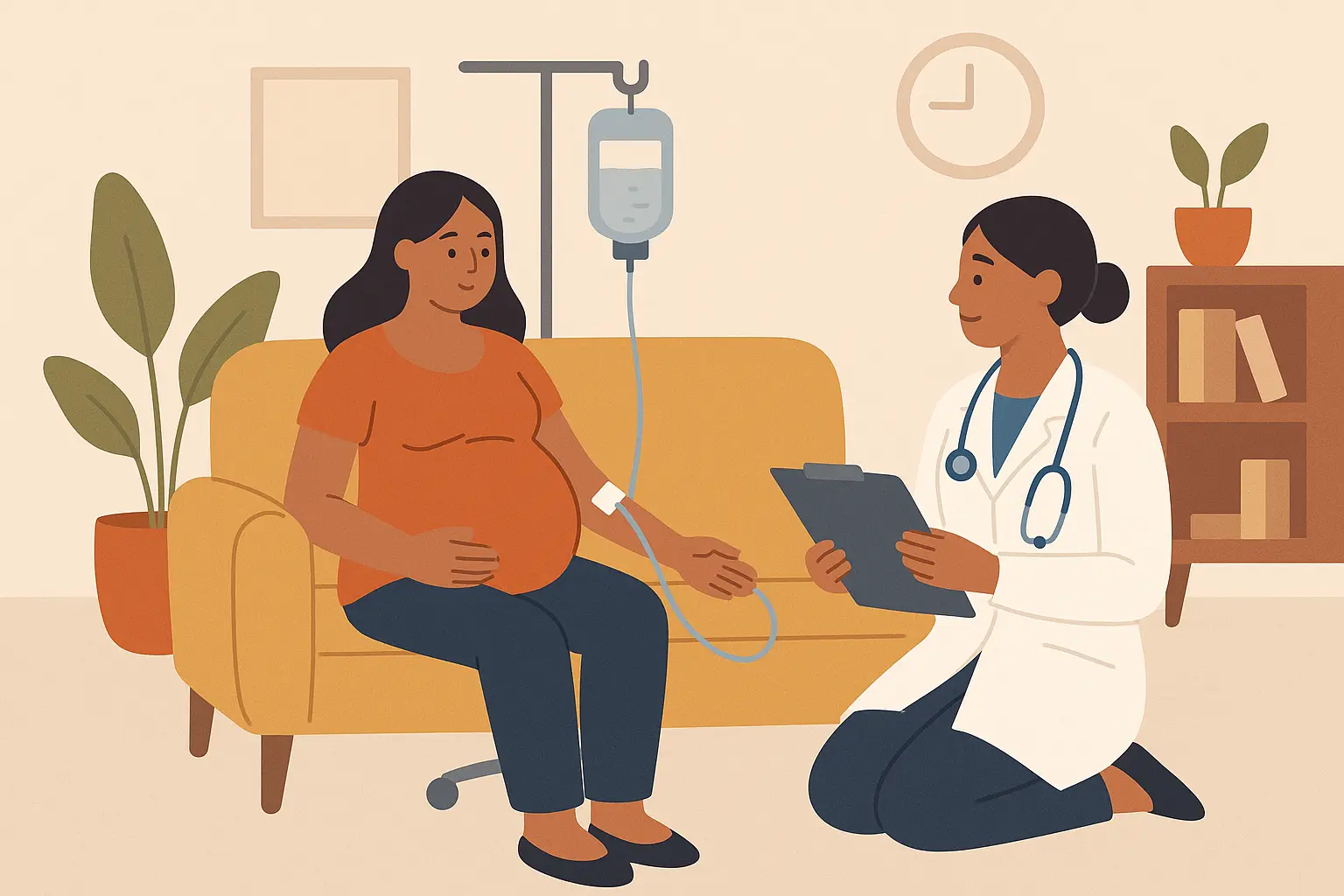 Home IV therapy setup for pregnant women