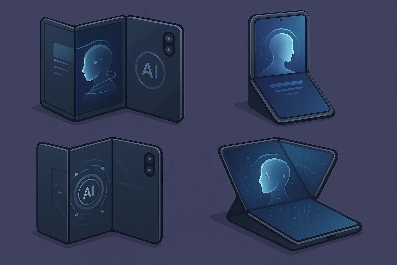 Futuristic flip phone concepts showcasing innovative folding technology