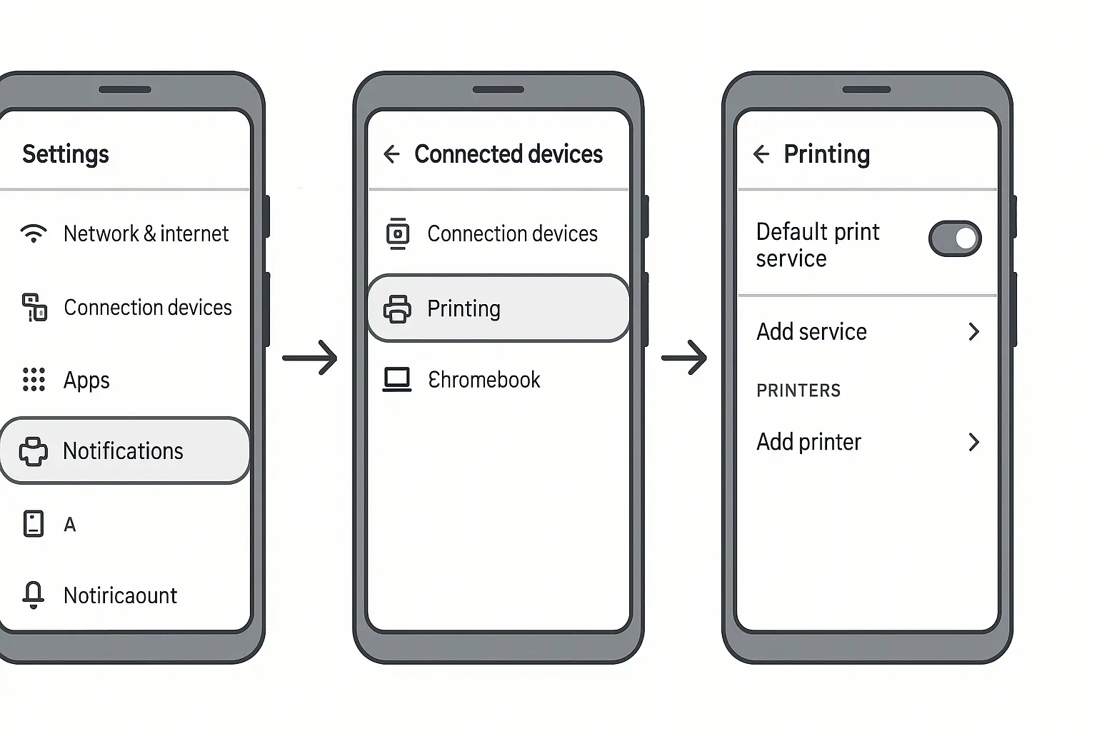 Android printing setup configuration
