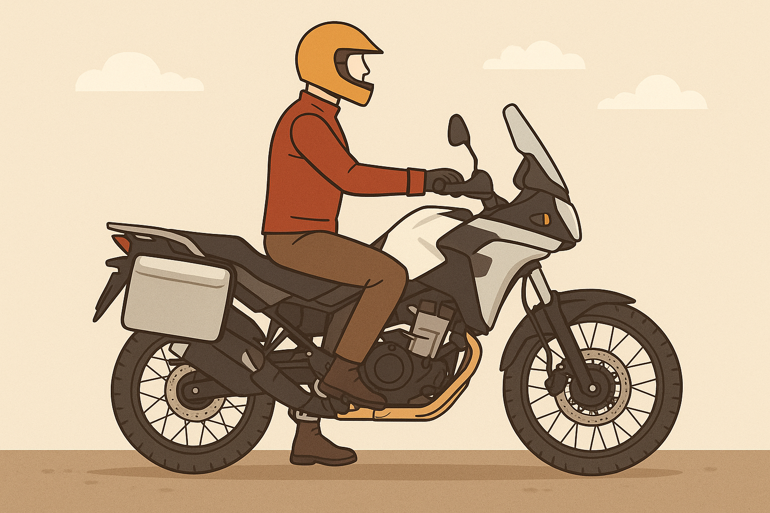 Tall rider enjoying comfortable motorcycle ride