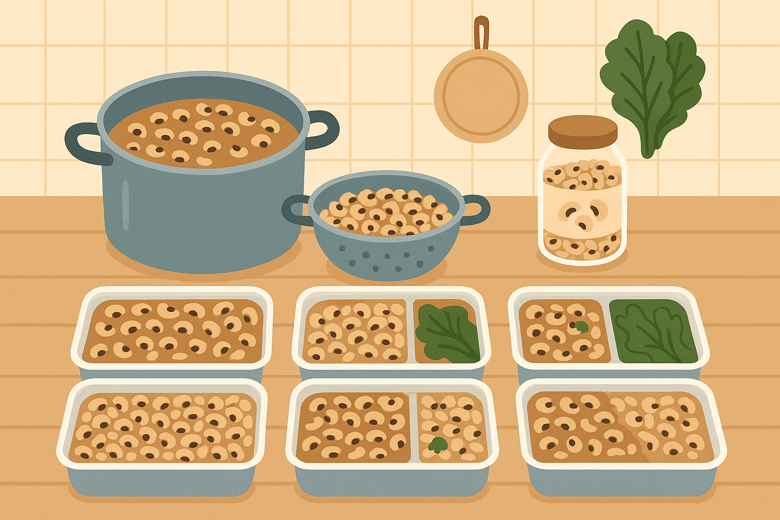 Batch cooking black eyed peas for meal prep