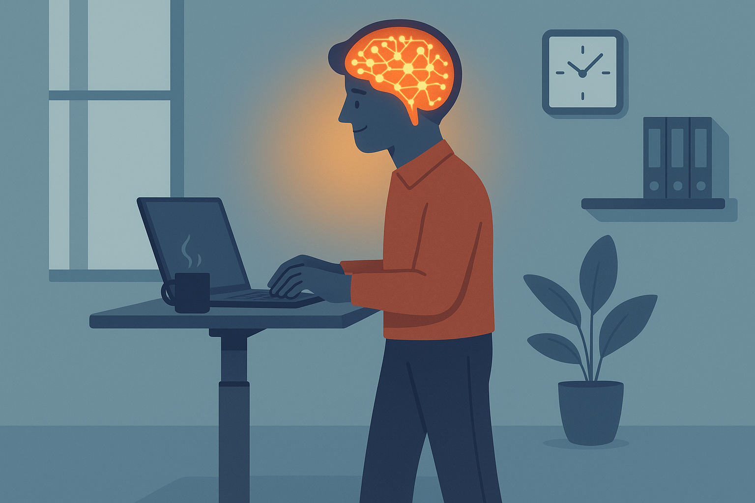 Brain activity patterns standing vs sitting at work