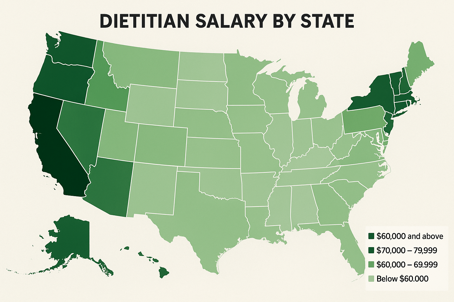 Geographic salary variations for dietitians