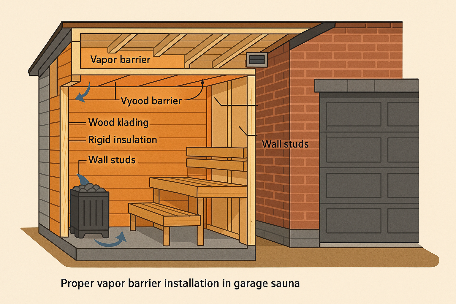 Moisture management expertise for garage sauna installation