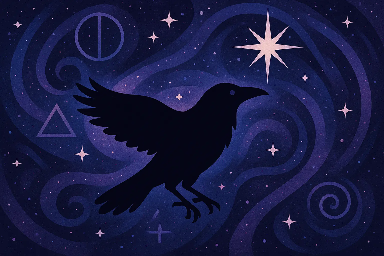 Spiritual raven tattoo with mystical elements