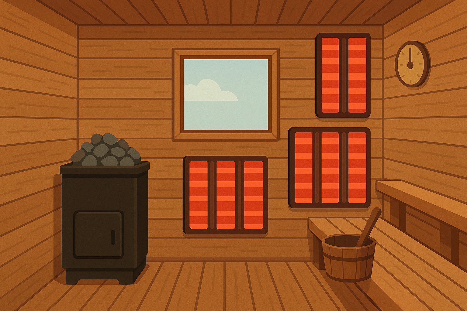 Hybrid sauna heating system integration