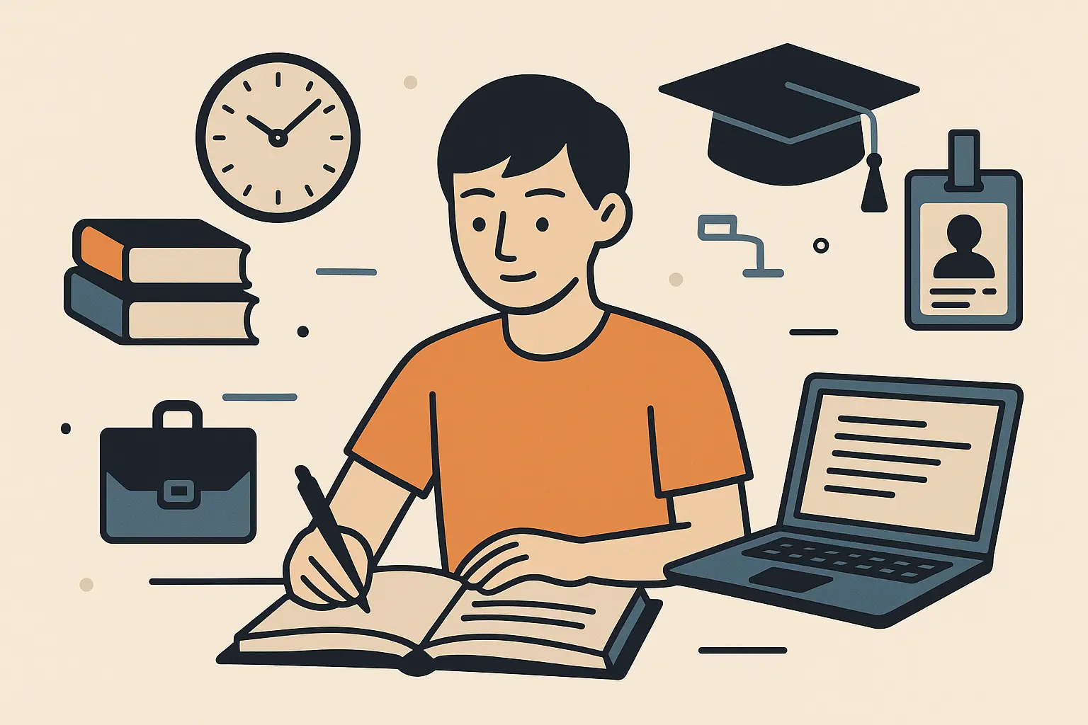 Student working on writing portfolio