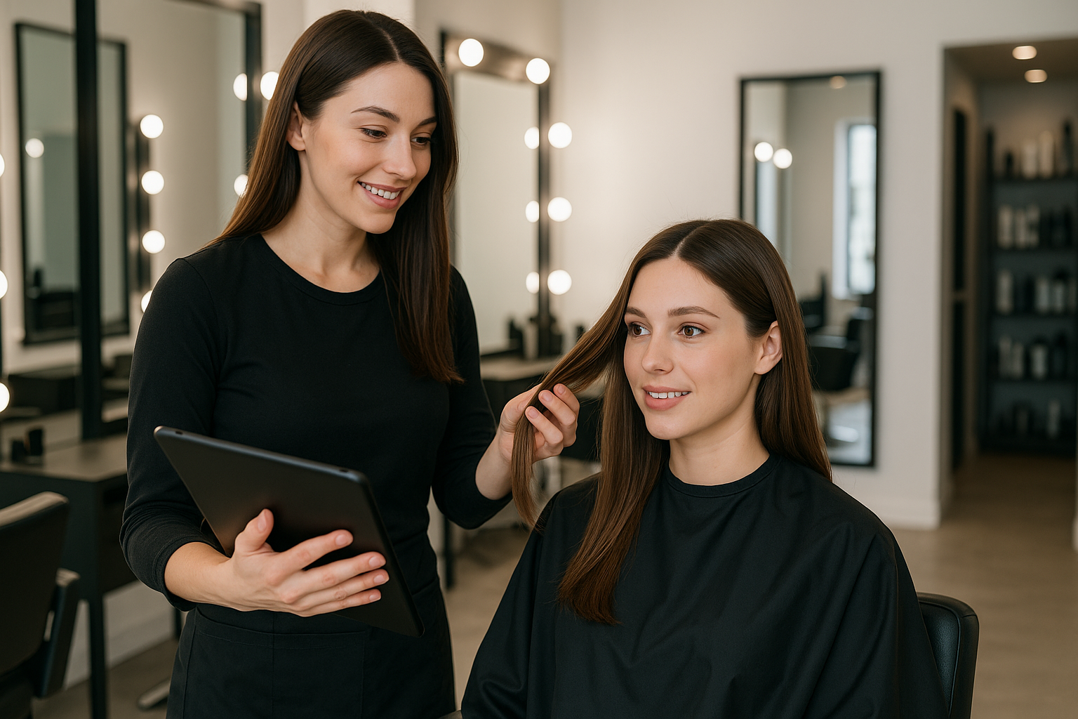 Hair stylist working on client transformation
