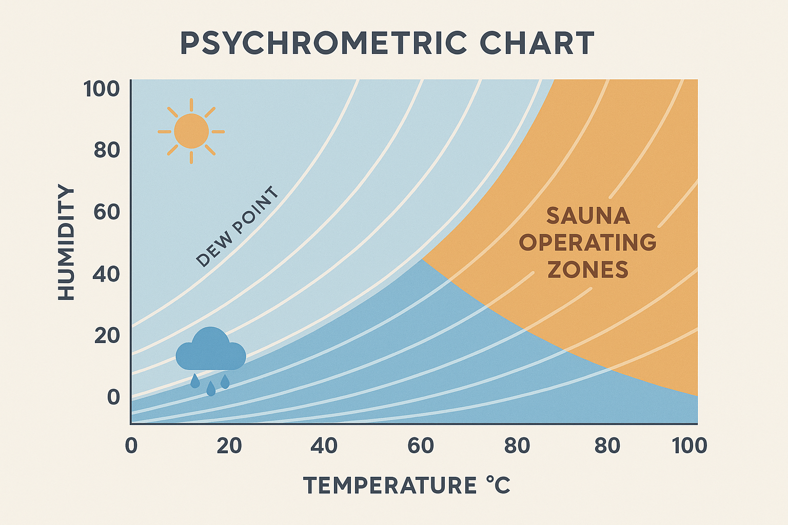 Psychrometric chart for sauna moisture analysis