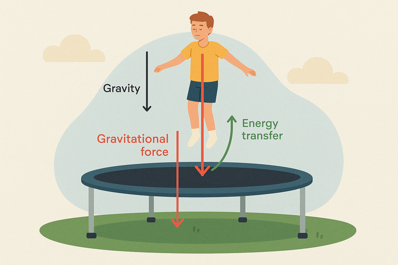 Gravitational forces during trampoline exercise