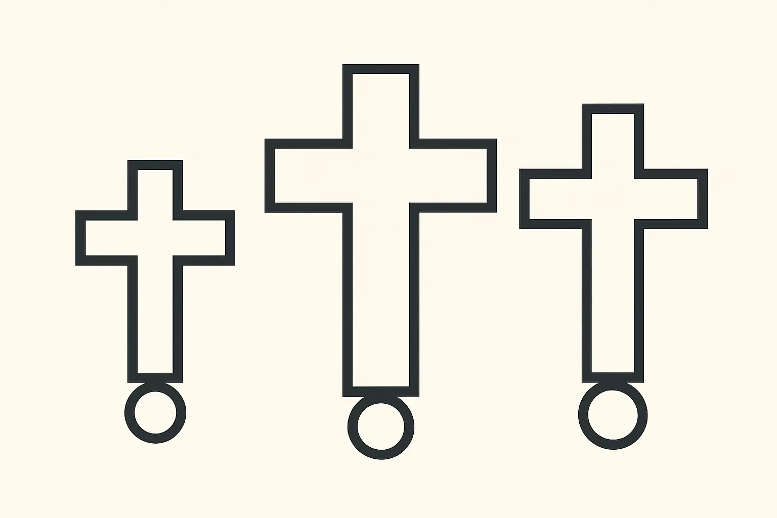 Geometric three crosses tattoo design