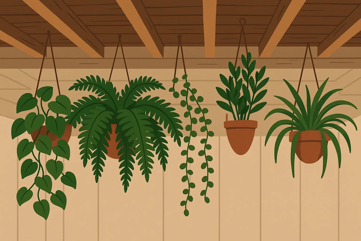 Hanging plant ceiling garden