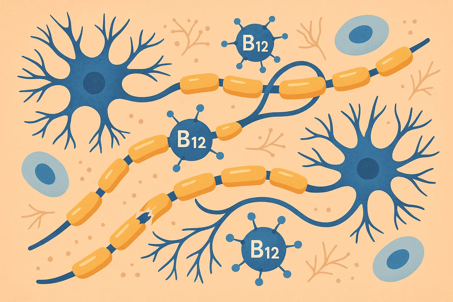Vitamin B12 molecular structure and nerve cell regeneration
