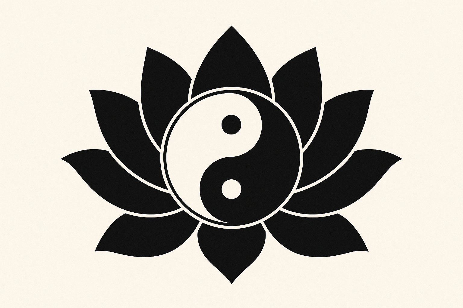 Yin-yang black lotus balance tattoo