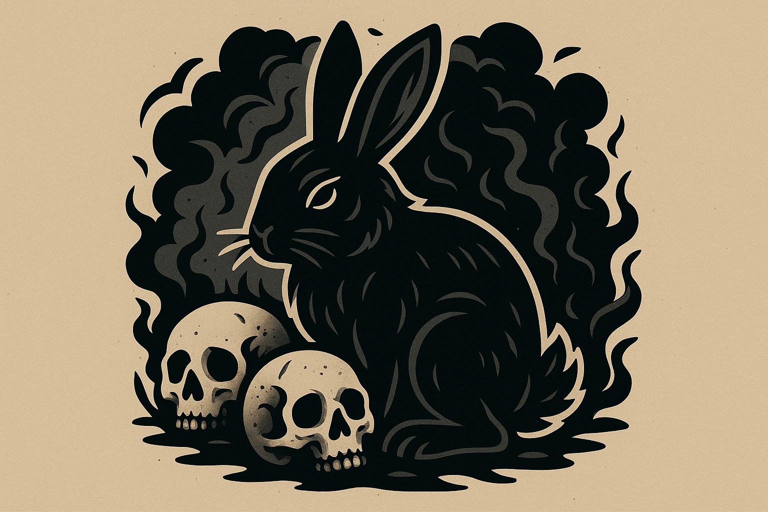 Dark and gothic black rabbit tattoo designs