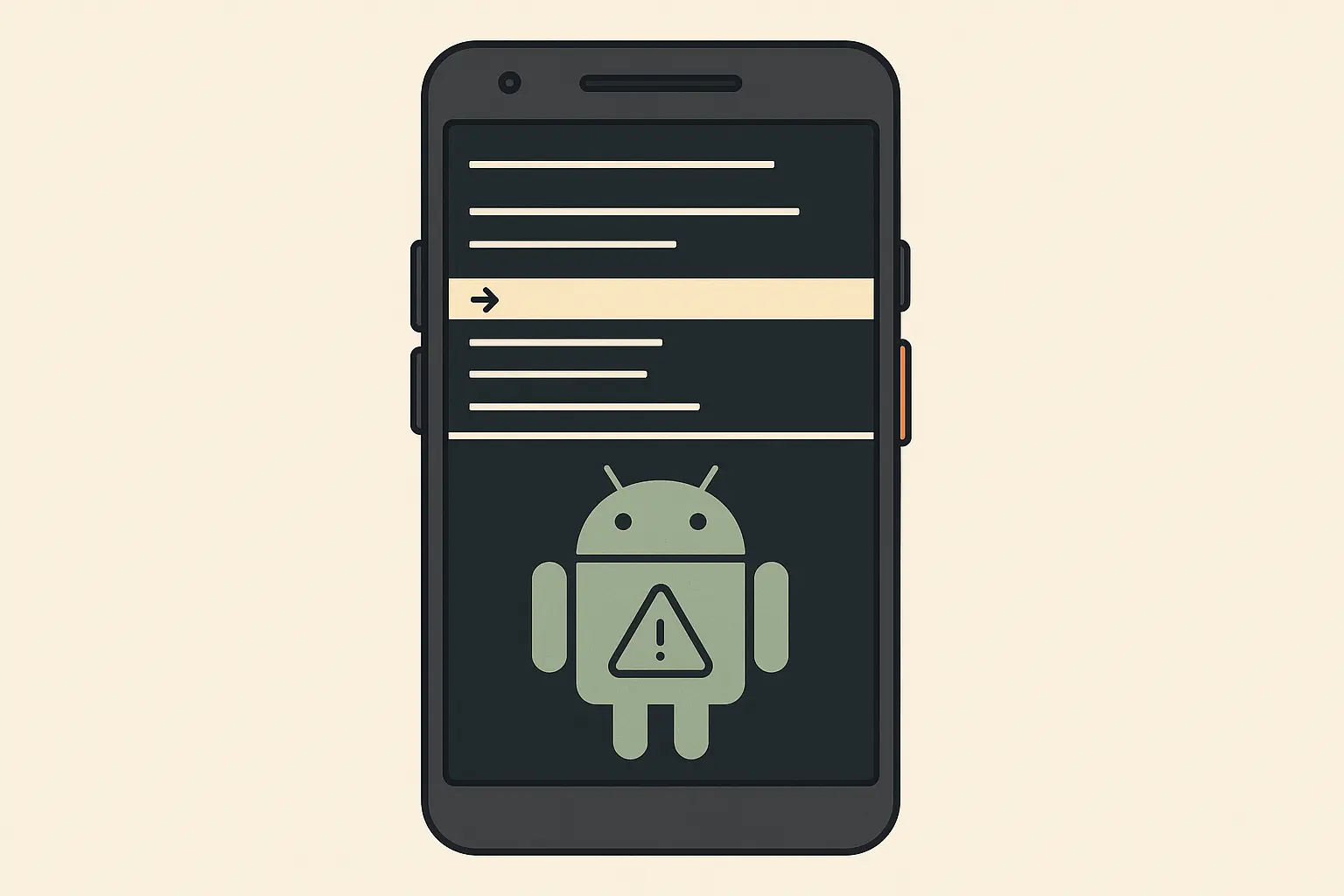 Android recovery mode screen interface