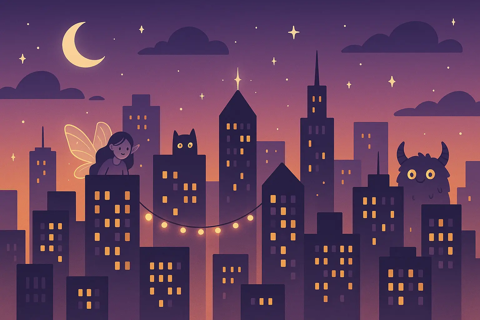 Modern urban fairy tale setting with magical elements