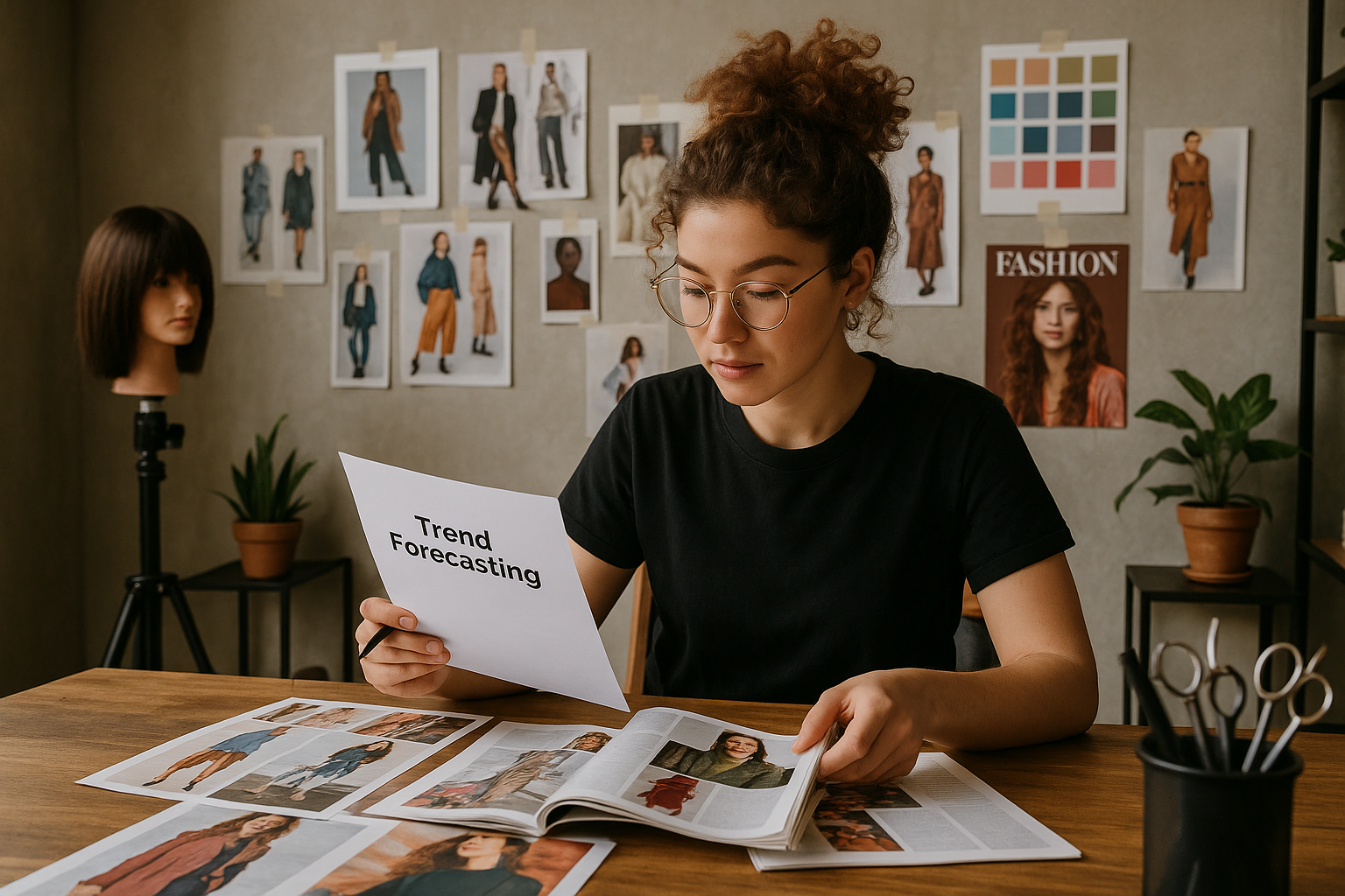 Hairstylist practicing advanced cutting techniques