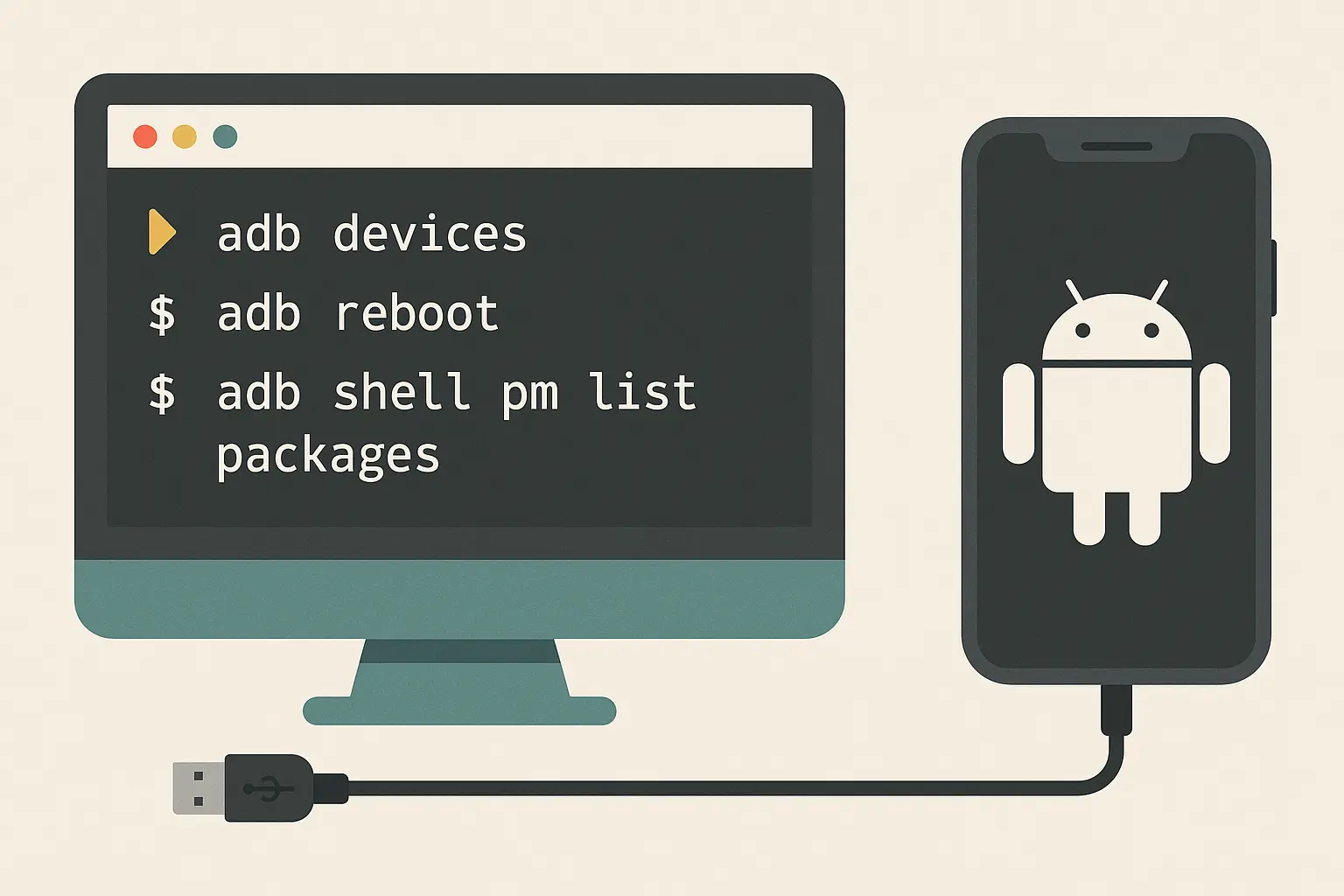 ADB command line interface for Android reset