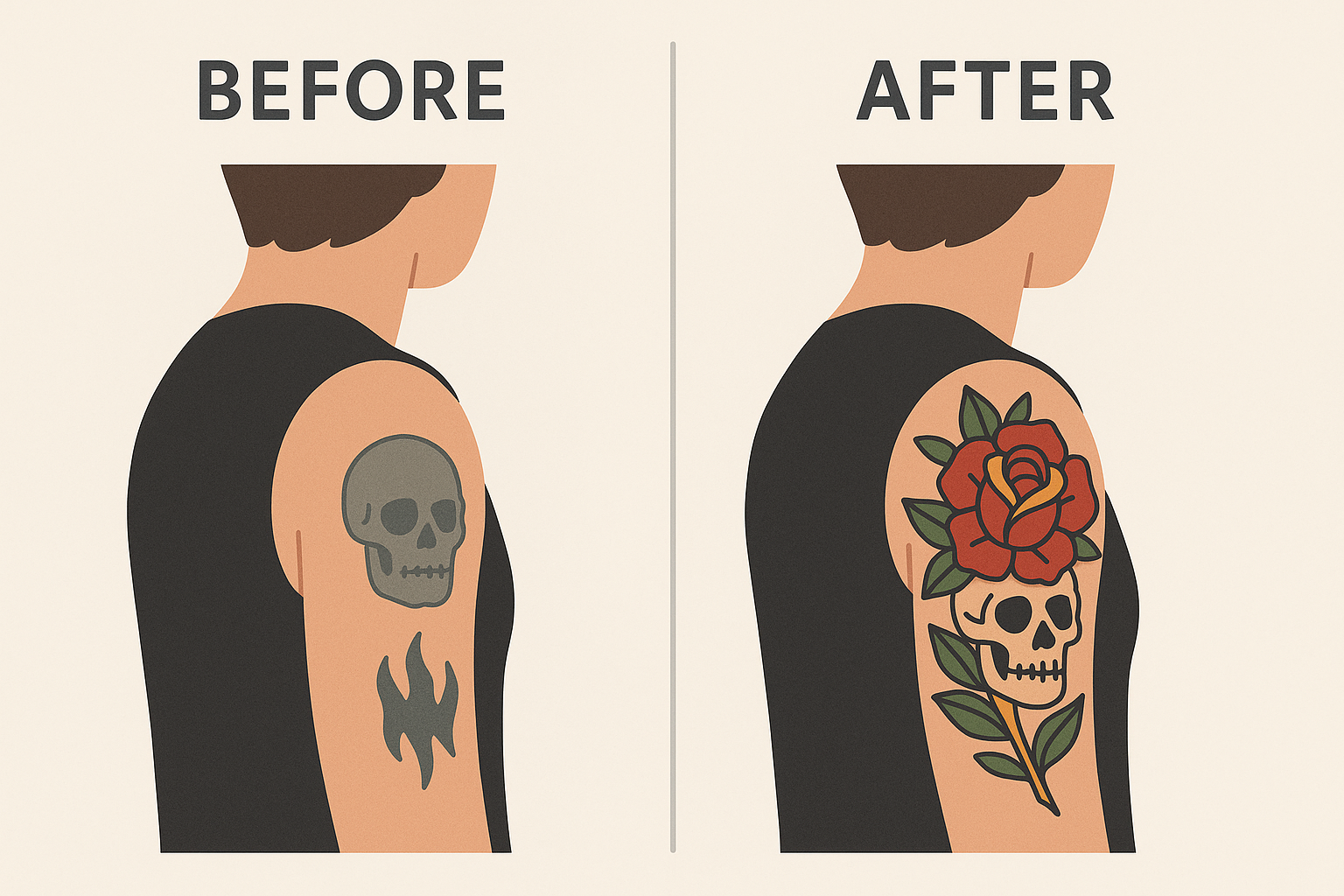 Professional blast over tattoo planning results