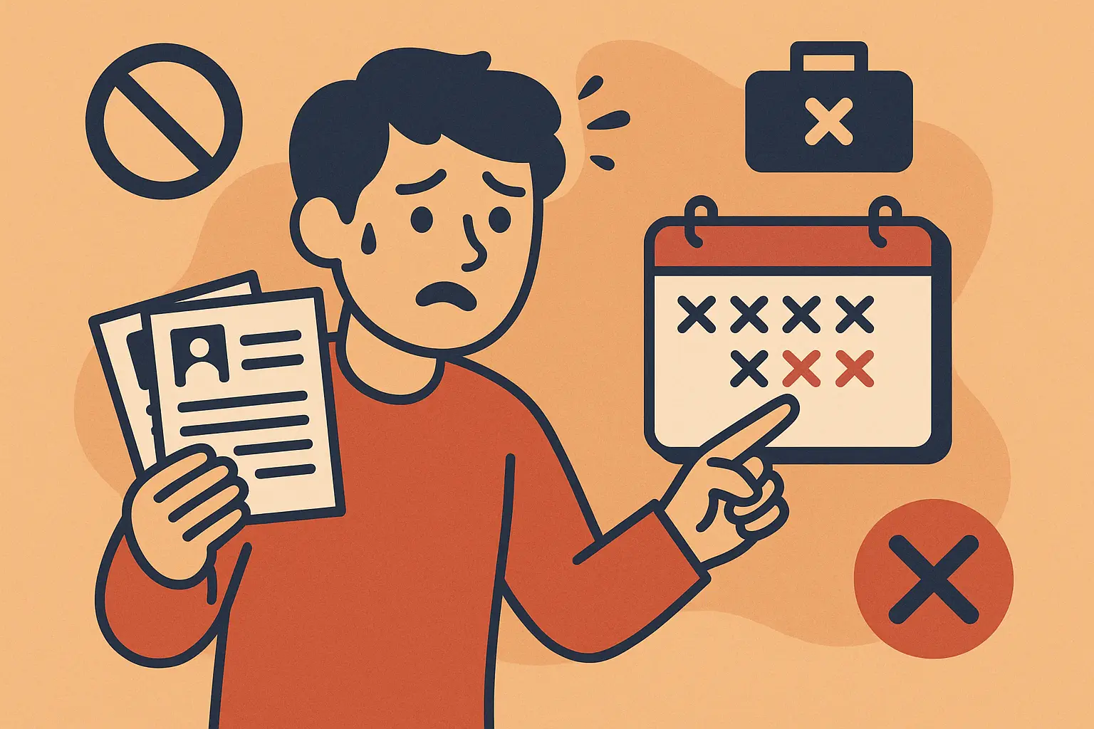 Stressed person waiting for important documents