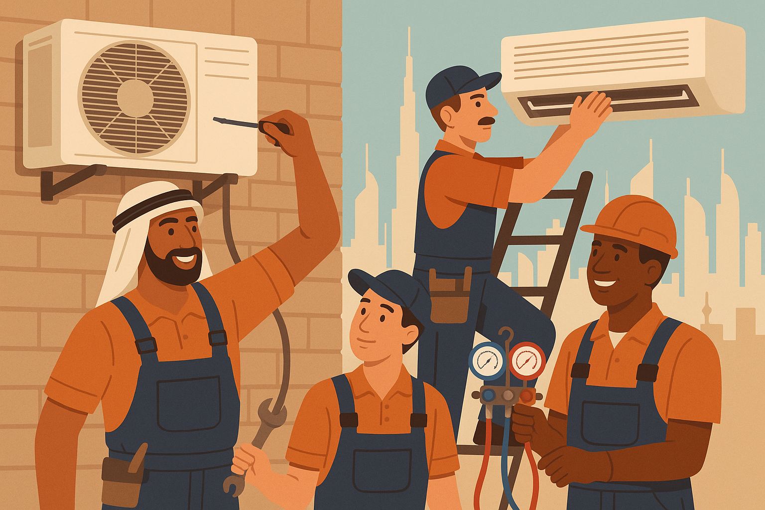 Dubai nationality-based salary tiers for HVAC technicians