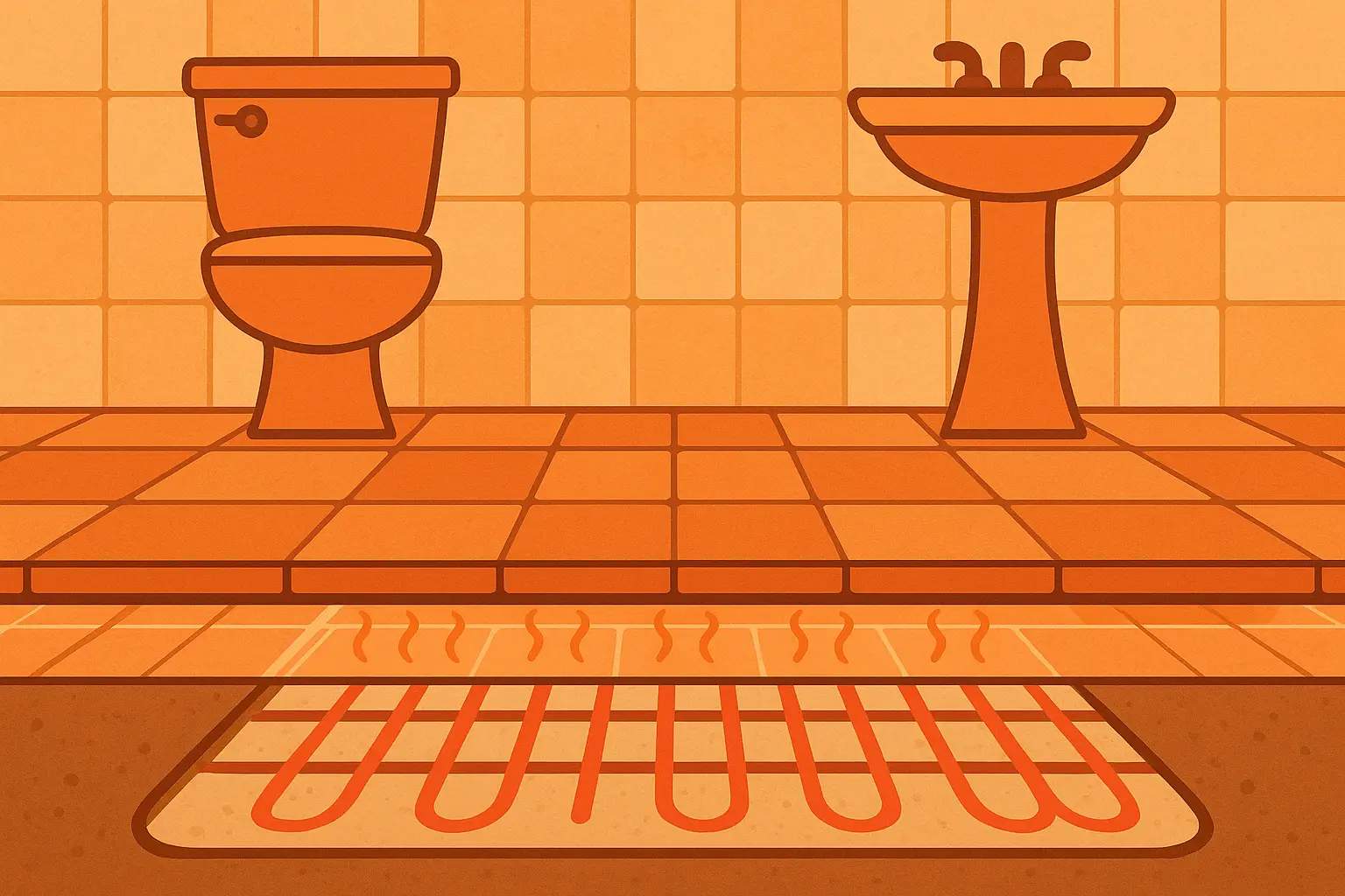 Heated flooring system installation in spa bathroom
